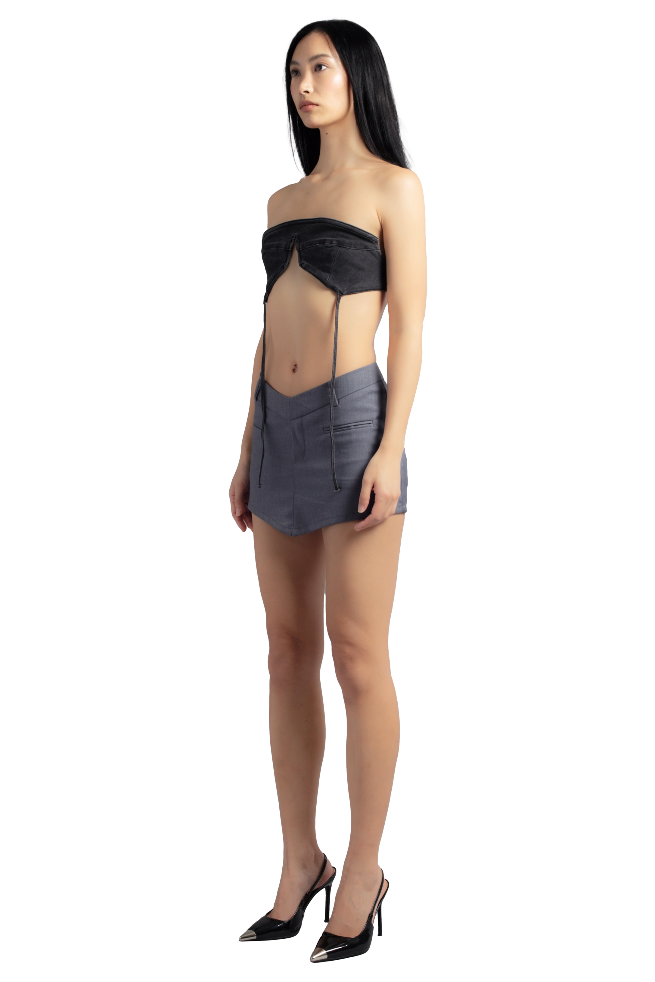 V Cut Mini Skirt